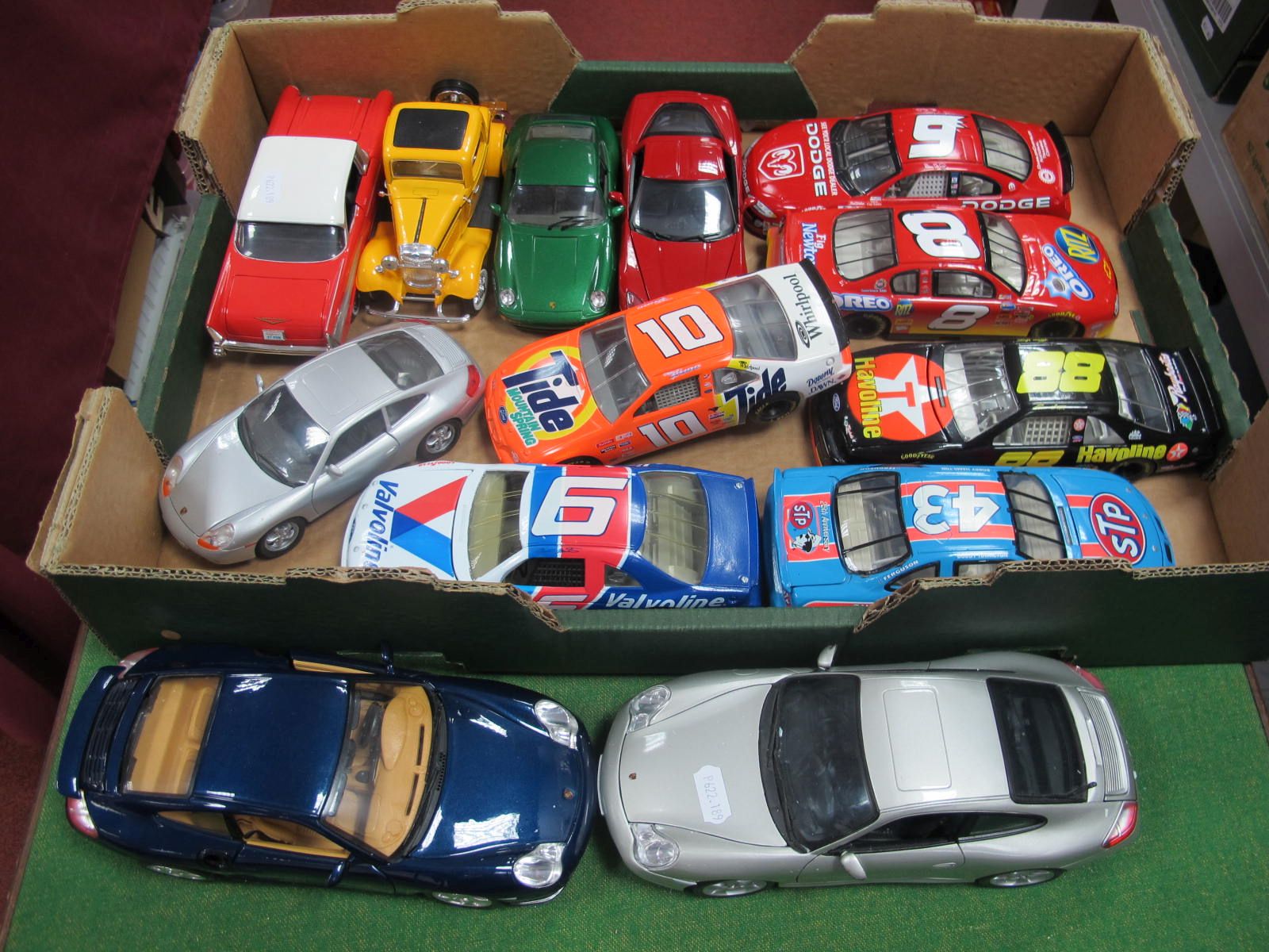 Six "Action" 1/24 Scale Unboxed "Nascar" Cars, plus five other unboxed 1/24 scale cars, a Chevy