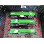 Three Life Like 'HO' Gauge U.S.A Outline EMD GP38 "Burlington Northern" Diesel Locomotives, two