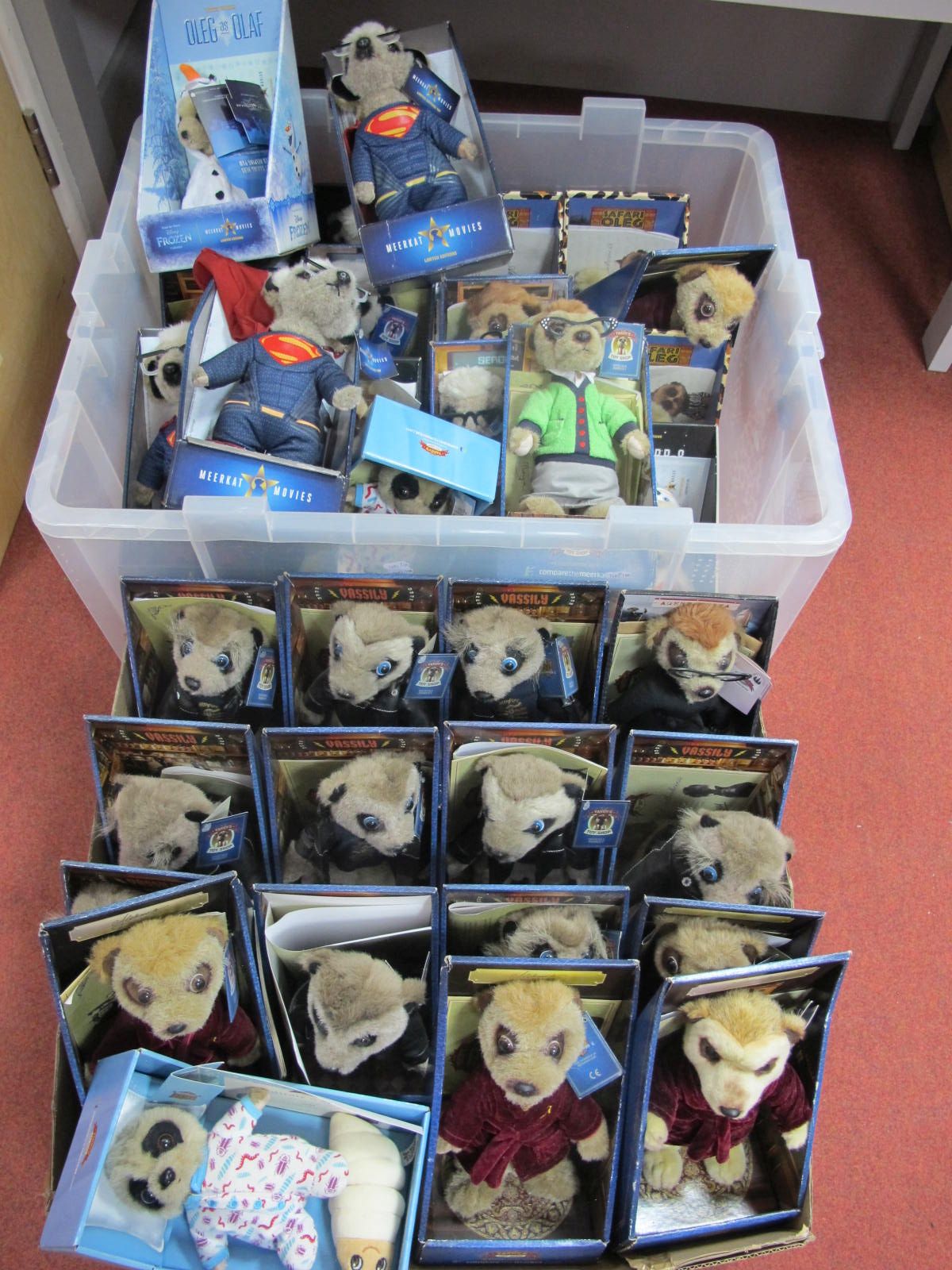 Approximately Thirty four Compare The Market Meerkat Promotional Toys, including limited editions ,