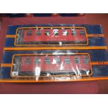 Two "Train 'G' Gauge Continental Outline Boxed Coaches, Ref No 757-5803 "TB" (Germany) red livery,