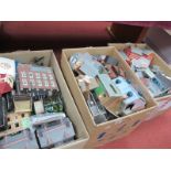 Three Boxes of 'OO' Gauge/4mm Trackside Buildings etc, domestic, commercial, loco shed, water