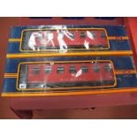 Two "Train 'G' Gauge Continental Outline Boxed Coaches, Ref No 757-5803 "TB" (Germany) red livery,