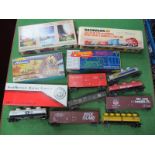 Thirteen Items of 'HO' Gauge U.S.A Outline Rolling Stock, both boxed and unboxed, tank wagons, box