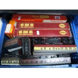 Nine 'OO' Gauge/4mm Coaches, three Triang 9" red/cream, three Mainline BR maroon, two (boxed) Airfix