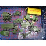 Ten Dinky Unboxed Military Items, armored cars, ambulance, guns etc, plus "Lone Star" armored car,