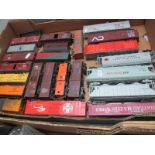 Twenty Four Items of 'HO' Gauge U.S.A Outline Unboxed Rolling Stock, box vans, hoppers, etc, (