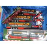 A Corgi Ref No 5G516 Boxed "Eddie Stobard" Volvo Lorry and Trailer, (very good), plus three loose