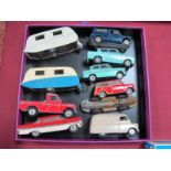 Ten Diecast Vehicles, comprising Dinky #190 Caravan and another (repainted), Chevrolet Impala, Corgi