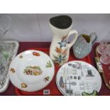 Barker Brothers, Pair of Fiesta Royal Tudor Ware Plates, Ellgreave, Zinca vase, bowls etc:- One