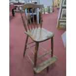 A XIX Century Ash-Elm Clerks High Chair, with turned supports, solid seat, on turned supports,