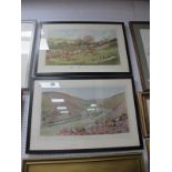 Cecil Aldin, Hunting Scene print, printed by Alfred Bell, pencil signed, 32 x 59cm. After R. H.