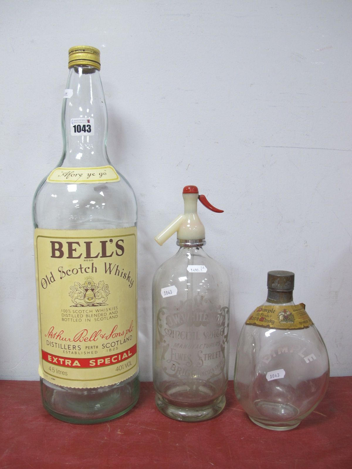 Vintage Soda Syphon Bottle, with etched name J.W White & Son, mineral water manufactures Elwes St,