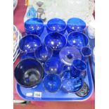A XIX Century Bristol Glass Bowl; together with later Bristol Glass bowls, etc:- One Tray