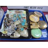 Costume Jewellery, five compacts including Iris, Yardley.