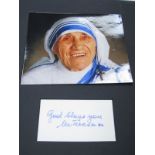 Mother Theresa (1910 - 1997) Autograph by The Albanian Roman Catholic Nun, God Bless You Personal