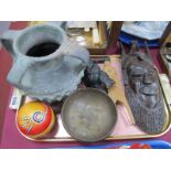 Nutcrackers, Madri style carving, African style face mask, etc:- One Tray.