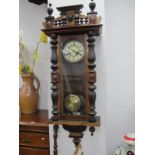 A XIX Century Viennese Wall Clock, with split pilasters and eight day movement.