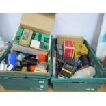 Photographic Equipment, viewers, contact printer, lenses, Polaroid 200 film, developing tank,