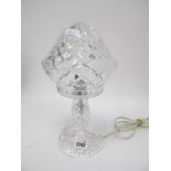 A Mid XX Century Cut Glass Mushroom Shaped Lamp, 28cm high.