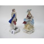 A Pair of Continental Style Classical Figures, in period dress. (2)