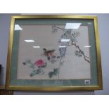 A Chinese Embroidered Silk Picture of Ducks, Marcheiti 70. abstract watercolour, other pictures:-