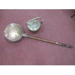 A XIX Century Copper Warming Pan, with a fruitwood handle; together with a XIX Century copper