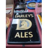 Darley's Ales Vintage Pub Wall Sign, featuring horse and lettering in gilt, glass fronted (