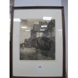 Etching of Chiddington Village, Surrey, No. 95, 39 x 33.5cm, two photograph etchings, horse