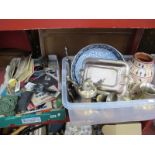 A Silver Plated Tea Set, server, Victorian bowl and large decorative vase, ephemera, tea card