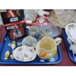 Star Wars Egg Cup, (boxed), glass tazza, three Sagaform (Swedish) hatching chicken egg spoons, Crown