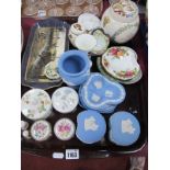 Wedgwood Powder Blue Jasper Ware, Masons, Palissy and other ceramics:- One Tray.