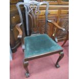 An Early XX Century Mahogany Carver Chair, with carved scrollwork to back, pierced centre splat,