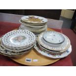 Plates, to include XIX Century Crown Derby, Minton, Coalport, Wedgwood.