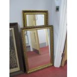 A Gilt Framed Wall Mirror, overall 61 x 86cm, a slender example. (2)