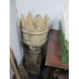 Terracotta Chimney Pot, having crown top, one point severed, 96cm high.