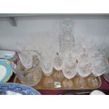 Tyrone Crystal Glasses, two sets of twelve. Whisky decanter, ice bucket.
