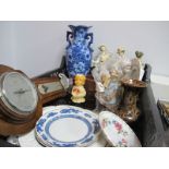 Nao and Other Figurines, Aynsley photo frame, oak barometer, etc:- One Box.