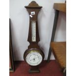 Early XX Century Oak Two Dial Aneroid Barometer, Redfearns, 28 Pinstone Street, Sheffield.