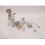 Two Lladro Angles, plus Goose .(3)