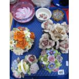 Adderley & Capodimonte Posies, bowl, paperweight, etc:- One Tray