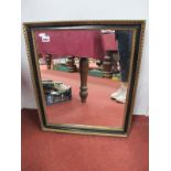 A XIX Century Black and Gilt Rectangular Shaped Mirror, 58 x 49cm.