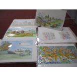 A Folder of Unframed Cartoon Prints.