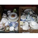 Gladstone and XIX Century Teaware, moustache cup, jugs, other ceramics:- Two Boxes.