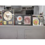 Mott The Hoople 'All the Young Dudes' limited edition gold disc, another for the single The Golden