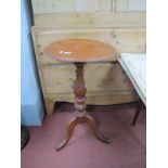 A XIX Century Painted Pine Pedestal Table, with a circular top, turned pedestal on cabriole legs.