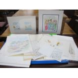 A Folder of Unframed Cartoon Prints, "In a World Of Its Own".