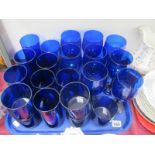 Bristol Blue Glass Wine Glass, tumblers, etc:- One Tray