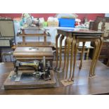A Nest of Walnut Coffee Tables. Frister and Rossmann sewing machine. (2)