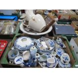 A Quantity of Collectors Thimbles, in three display cases. Delft and other blue and white