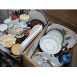 Denby Pottery and casserole, teapots, Le Creuset kettle, kitchen ware:- Three Boxes.